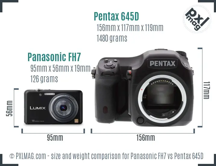 Panasonic FH7 vs Pentax 645D size comparison