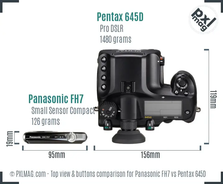 Panasonic FH7 vs Pentax 645D top view buttons comparison