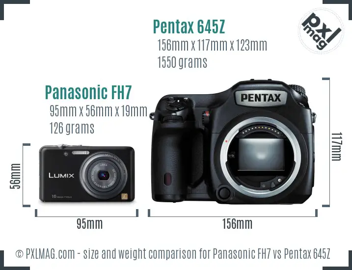 Panasonic FH7 vs Pentax 645Z size comparison