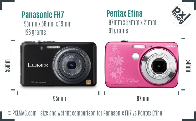 Panasonic FH7 vs Pentax Efina size comparison