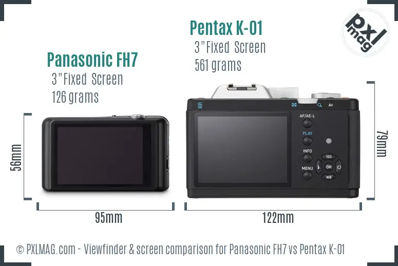 Panasonic FH7 vs Pentax K-01 Screen and Viewfinder comparison