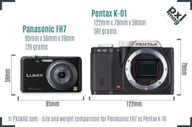 Panasonic FH7 vs Pentax K-01 size comparison