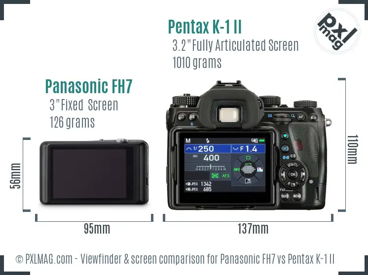 Panasonic FH7 vs Pentax K-1 II Screen and Viewfinder comparison