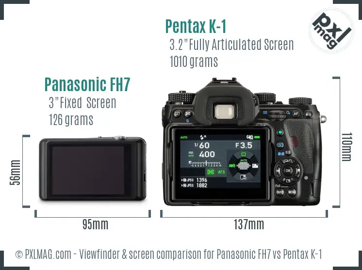 Panasonic FH7 vs Pentax K-1 Screen and Viewfinder comparison