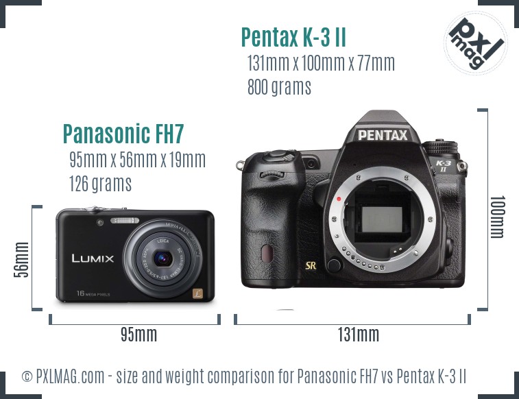 Panasonic FH7 vs Pentax K-3 II size comparison