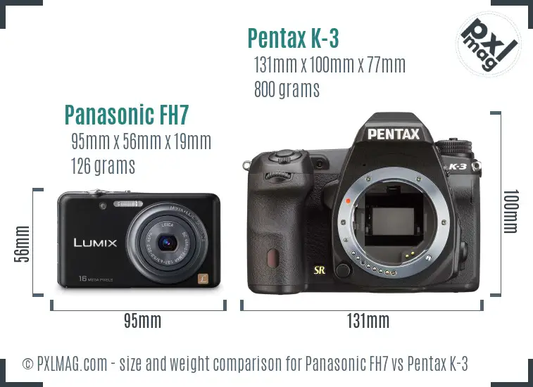 Panasonic FH7 vs Pentax K-3 size comparison