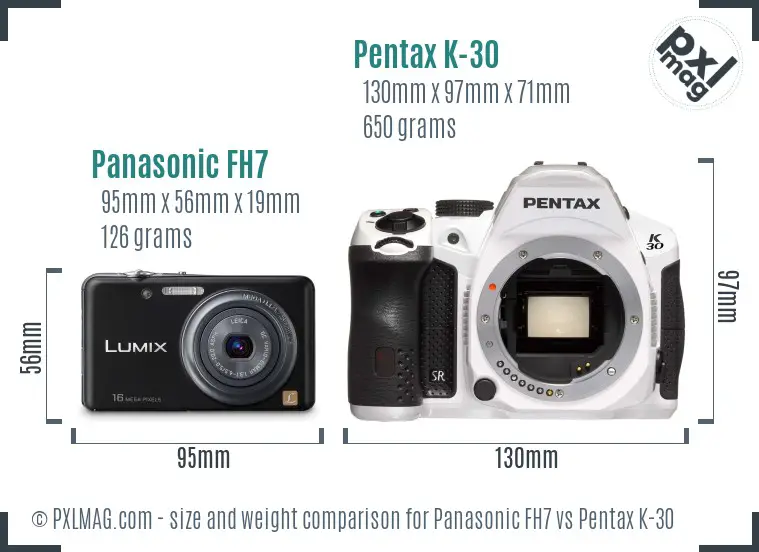 Panasonic FH7 vs Pentax K-30 size comparison