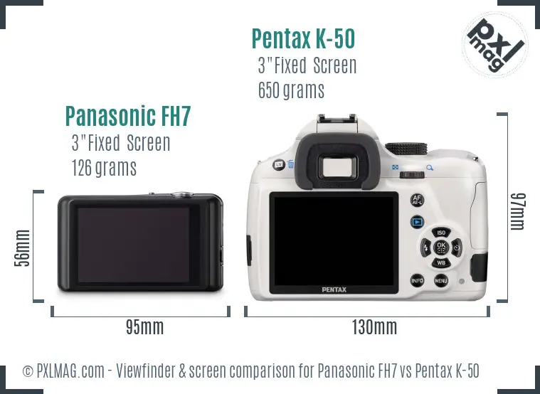 Panasonic FH7 vs Pentax K-50 Screen and Viewfinder comparison