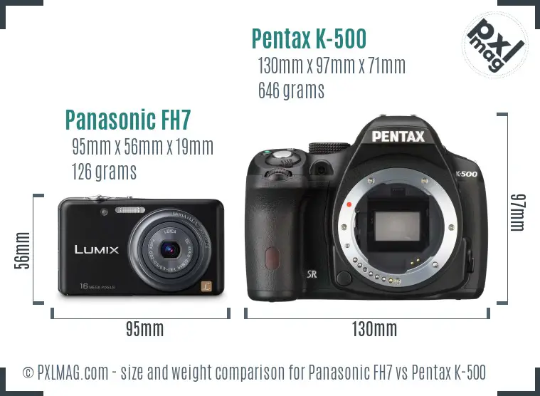 Panasonic FH7 vs Pentax K-500 size comparison