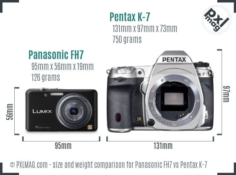 Panasonic FH7 vs Pentax K-7 size comparison