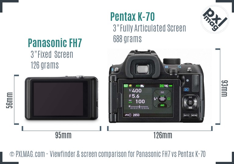 Panasonic FH7 vs Pentax K-70 Screen and Viewfinder comparison