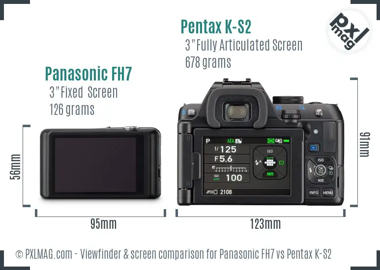 Panasonic FH7 vs Pentax K-S2 Screen and Viewfinder comparison