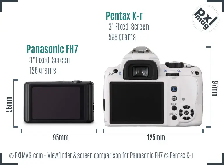 Panasonic FH7 vs Pentax K-r Screen and Viewfinder comparison