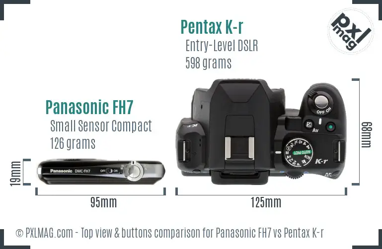 Panasonic FH7 vs Pentax K-r top view buttons comparison