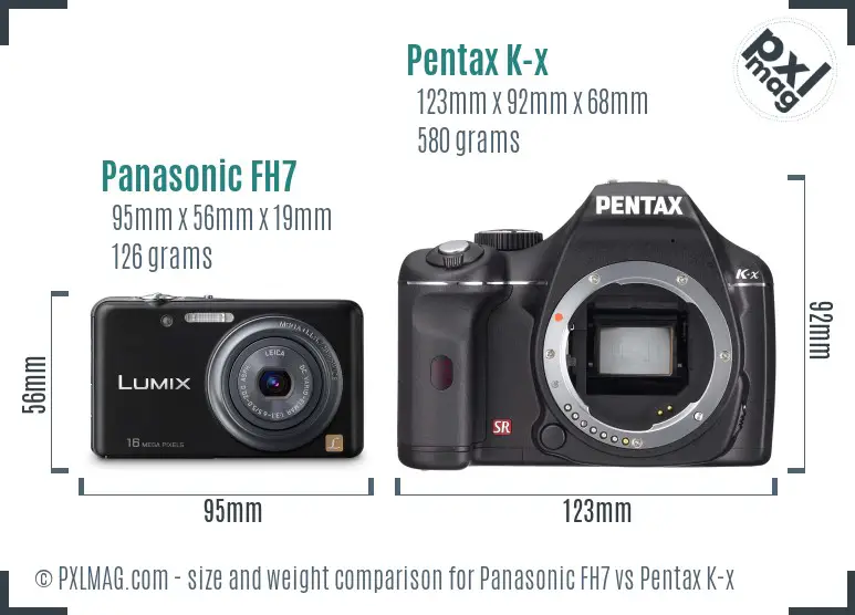 Panasonic FH7 vs Pentax K-x size comparison