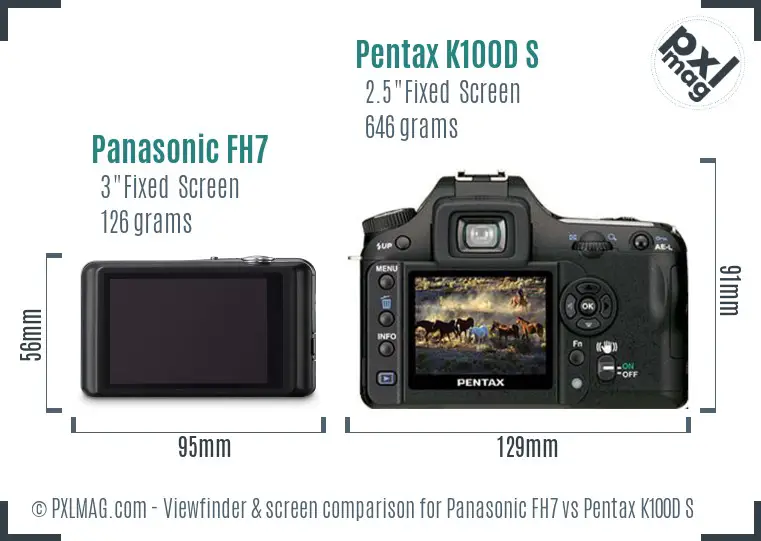 Panasonic FH7 vs Pentax K100D S Screen and Viewfinder comparison