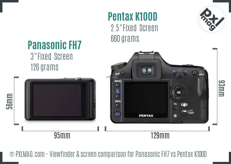 Panasonic FH7 vs Pentax K100D Screen and Viewfinder comparison