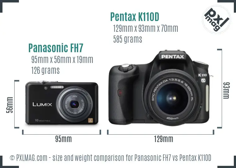 Panasonic FH7 vs Pentax K110D size comparison