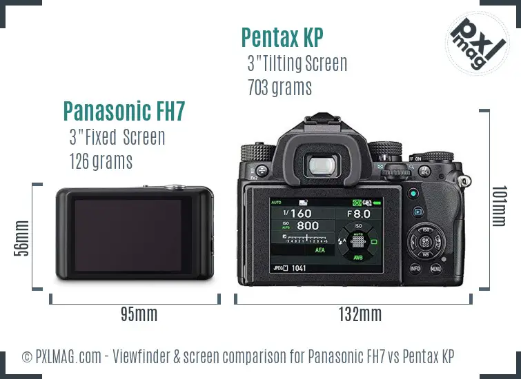 Panasonic FH7 vs Pentax KP Screen and Viewfinder comparison