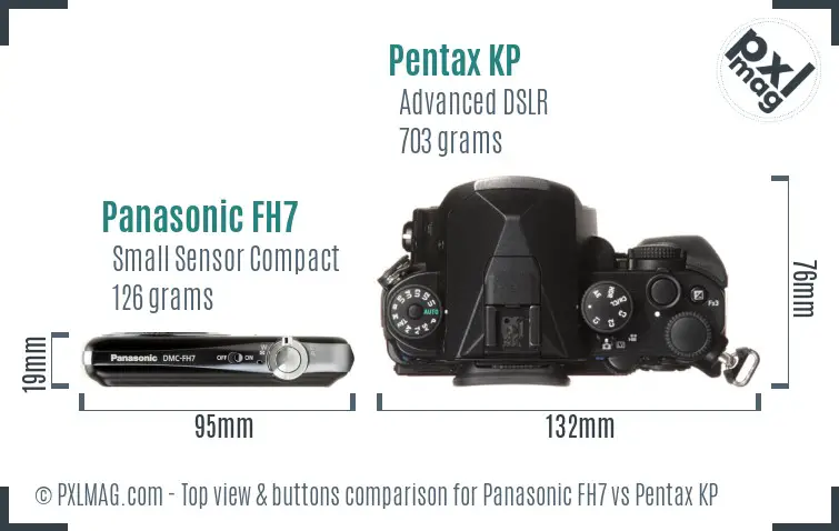 Panasonic FH7 vs Pentax KP top view buttons comparison