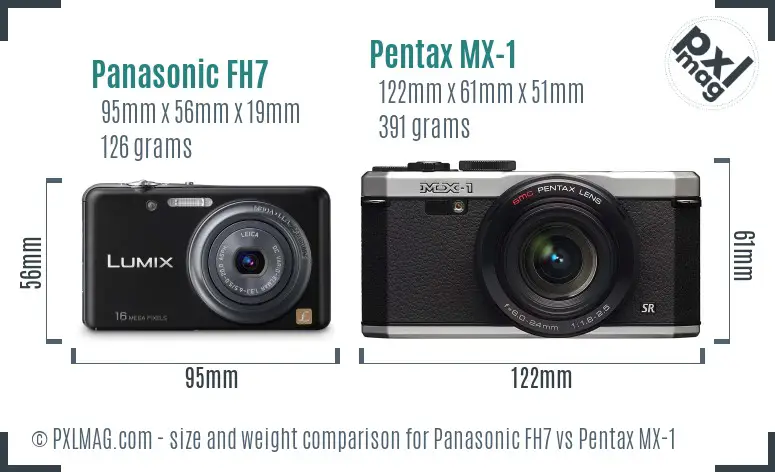 Panasonic FH7 vs Pentax MX-1 size comparison