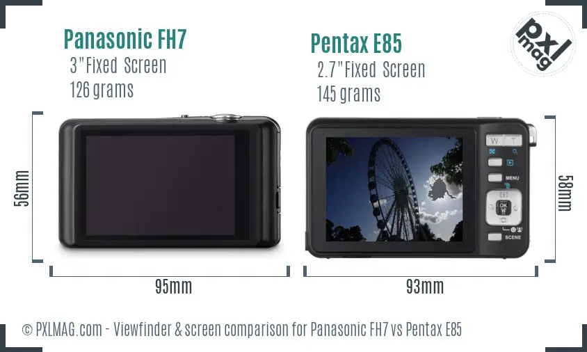 Panasonic FH7 vs Pentax E85 Screen and Viewfinder comparison