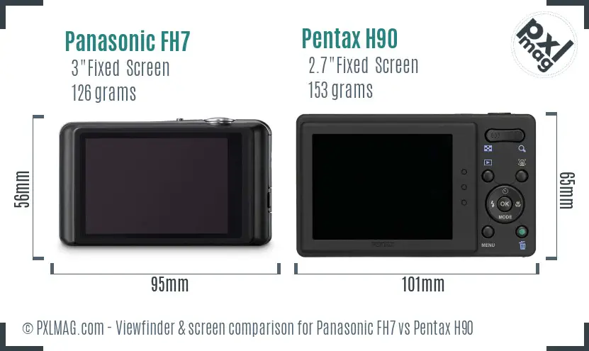 Panasonic FH7 vs Pentax H90 Screen and Viewfinder comparison