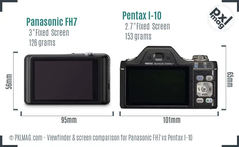 Panasonic FH7 vs Pentax I-10 Screen and Viewfinder comparison