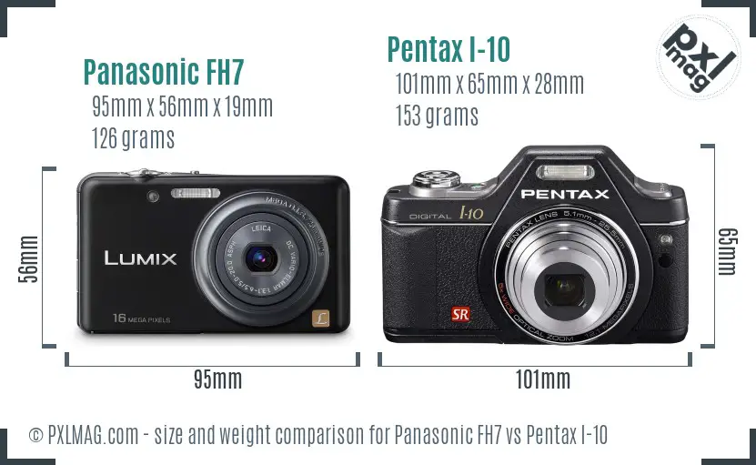 Panasonic FH7 vs Pentax I-10 size comparison