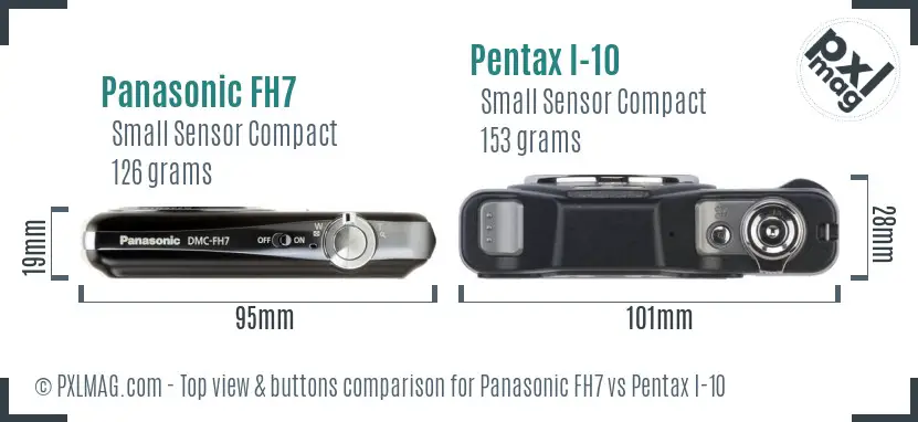 Panasonic FH7 vs Pentax I-10 top view buttons comparison