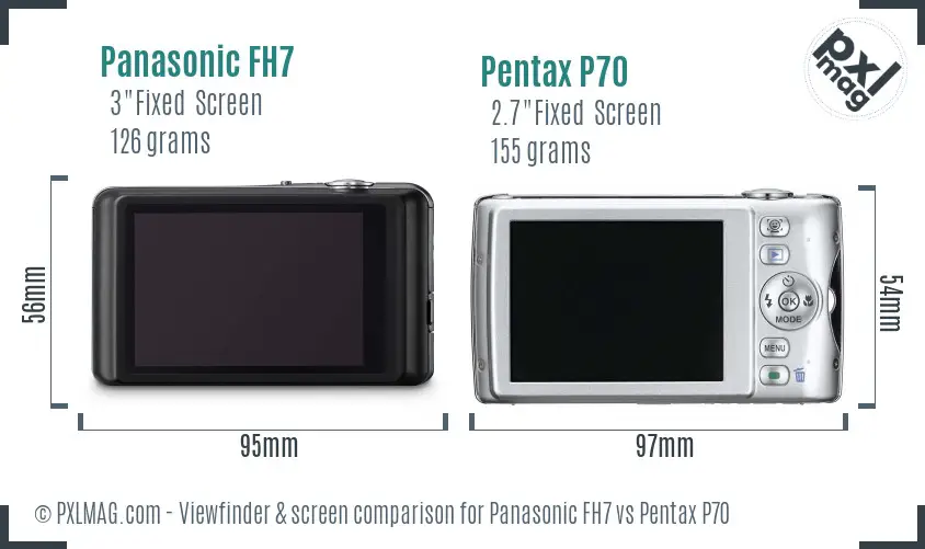 Panasonic FH7 vs Pentax P70 Screen and Viewfinder comparison