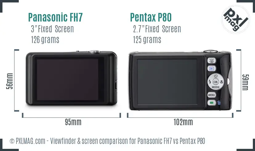 Panasonic FH7 vs Pentax P80 Screen and Viewfinder comparison