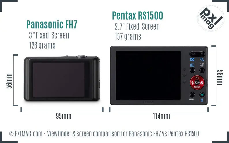 Panasonic FH7 vs Pentax RS1500 Screen and Viewfinder comparison