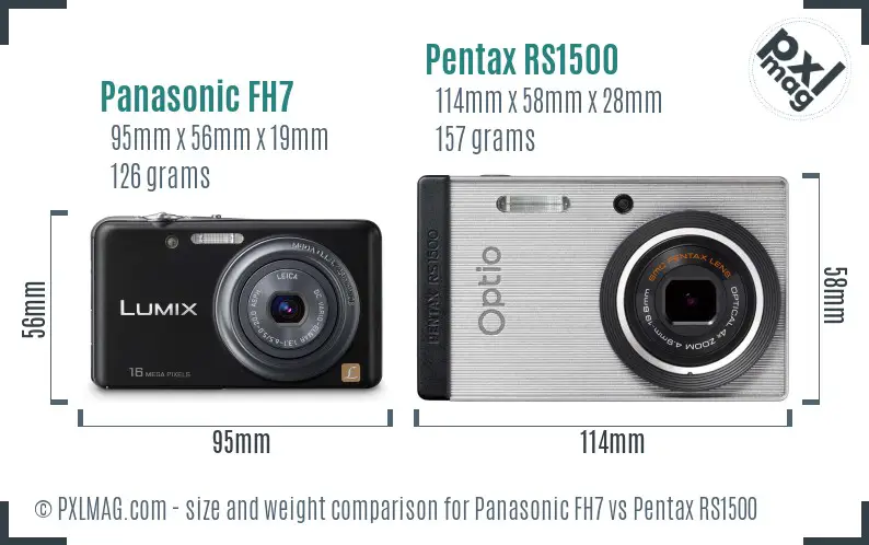 Panasonic FH7 vs Pentax RS1500 size comparison