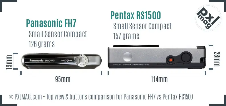 Panasonic FH7 vs Pentax RS1500 top view buttons comparison