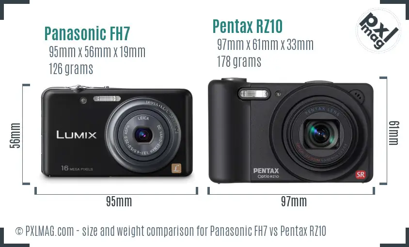 Panasonic FH7 vs Pentax RZ10 size comparison