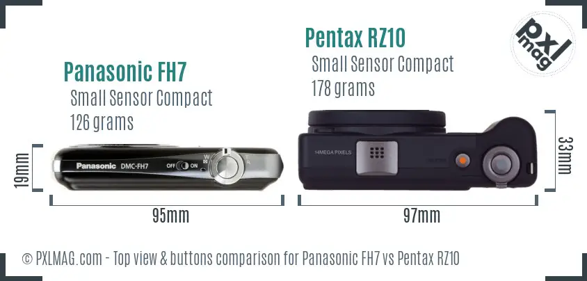 Panasonic FH7 vs Pentax RZ10 top view buttons comparison