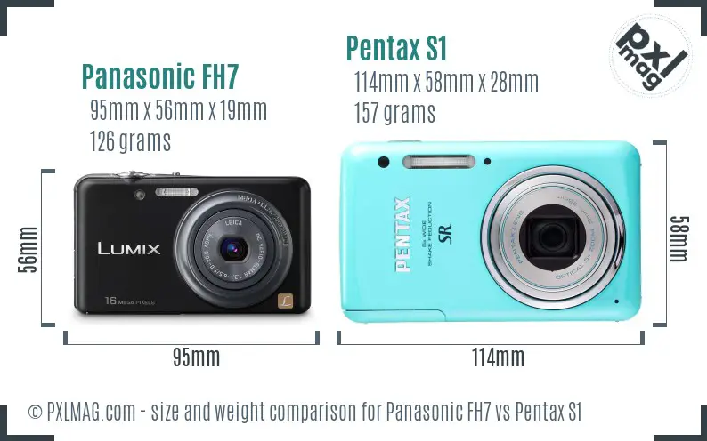 Panasonic FH7 vs Pentax S1 size comparison