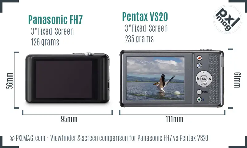 Panasonic FH7 vs Pentax VS20 Screen and Viewfinder comparison