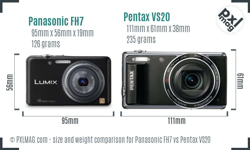Panasonic FH7 vs Pentax VS20 size comparison