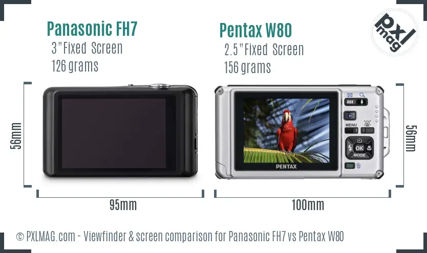 Panasonic FH7 vs Pentax W80 Screen and Viewfinder comparison