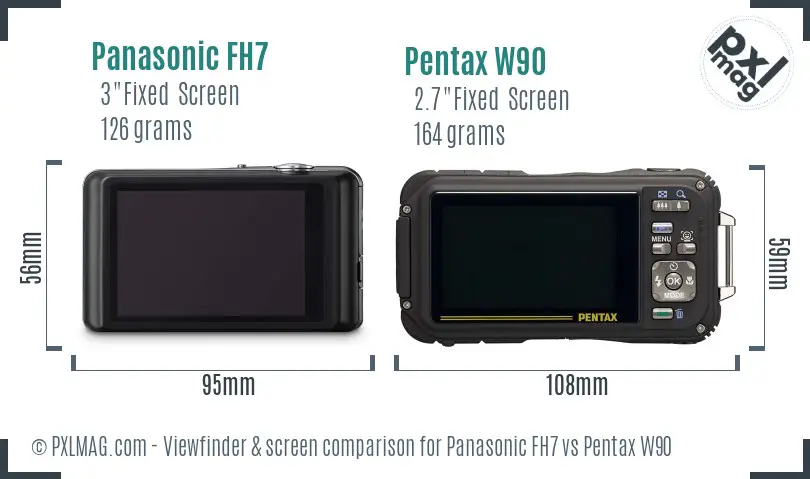 Panasonic FH7 vs Pentax W90 Screen and Viewfinder comparison