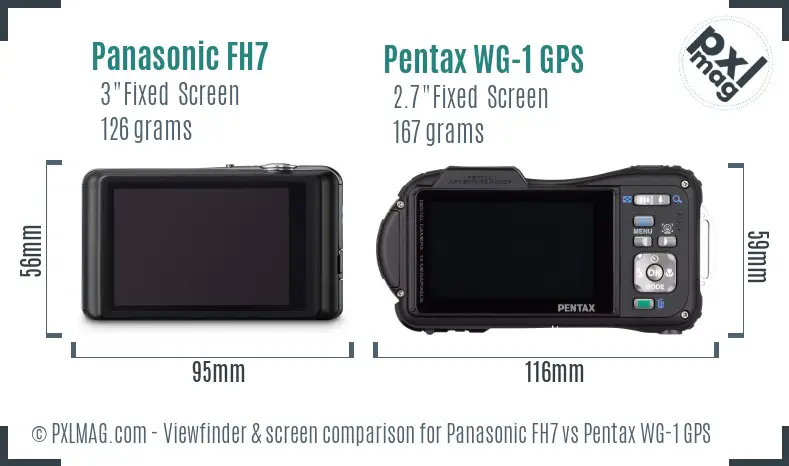 Panasonic FH7 vs Pentax WG-1 GPS Screen and Viewfinder comparison