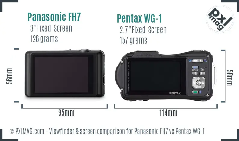 Panasonic FH7 vs Pentax WG-1 Screen and Viewfinder comparison