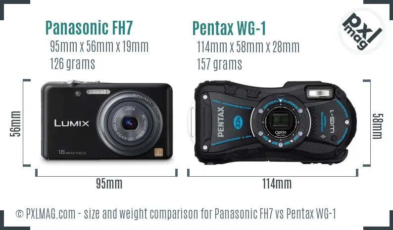 Panasonic FH7 vs Pentax WG-1 size comparison