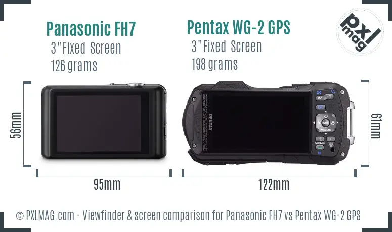Panasonic FH7 vs Pentax WG-2 GPS Screen and Viewfinder comparison