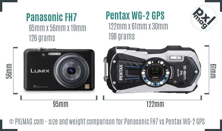 Panasonic FH7 vs Pentax WG-2 GPS size comparison
