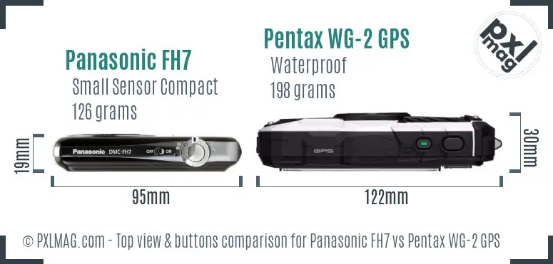 Panasonic FH7 vs Pentax WG-2 GPS top view buttons comparison