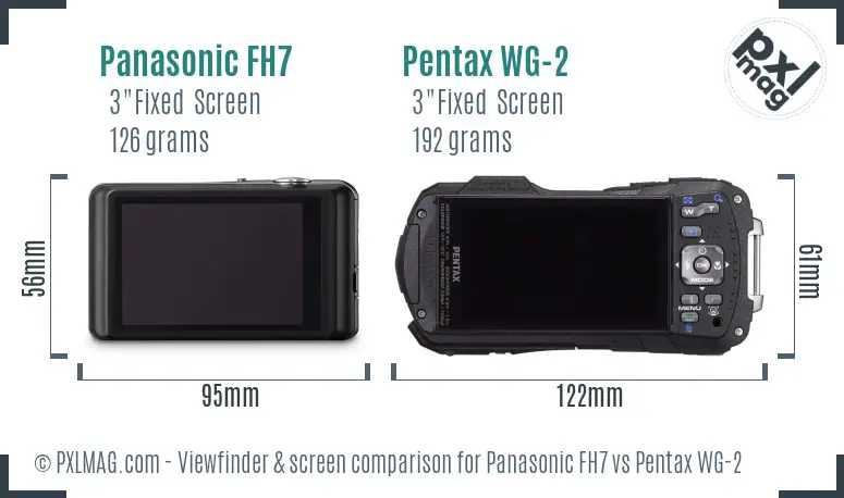 Panasonic FH7 vs Pentax WG-2 Screen and Viewfinder comparison