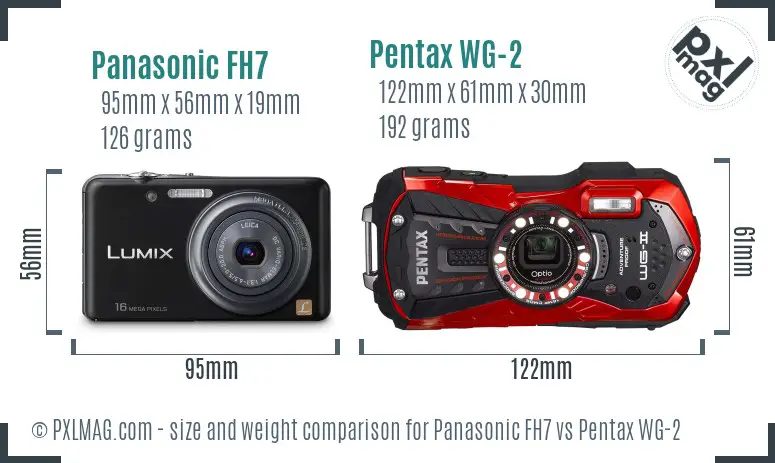 Panasonic FH7 vs Pentax WG-2 size comparison